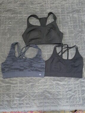 Women's Black & Charcoal Camo Sports Bra Set